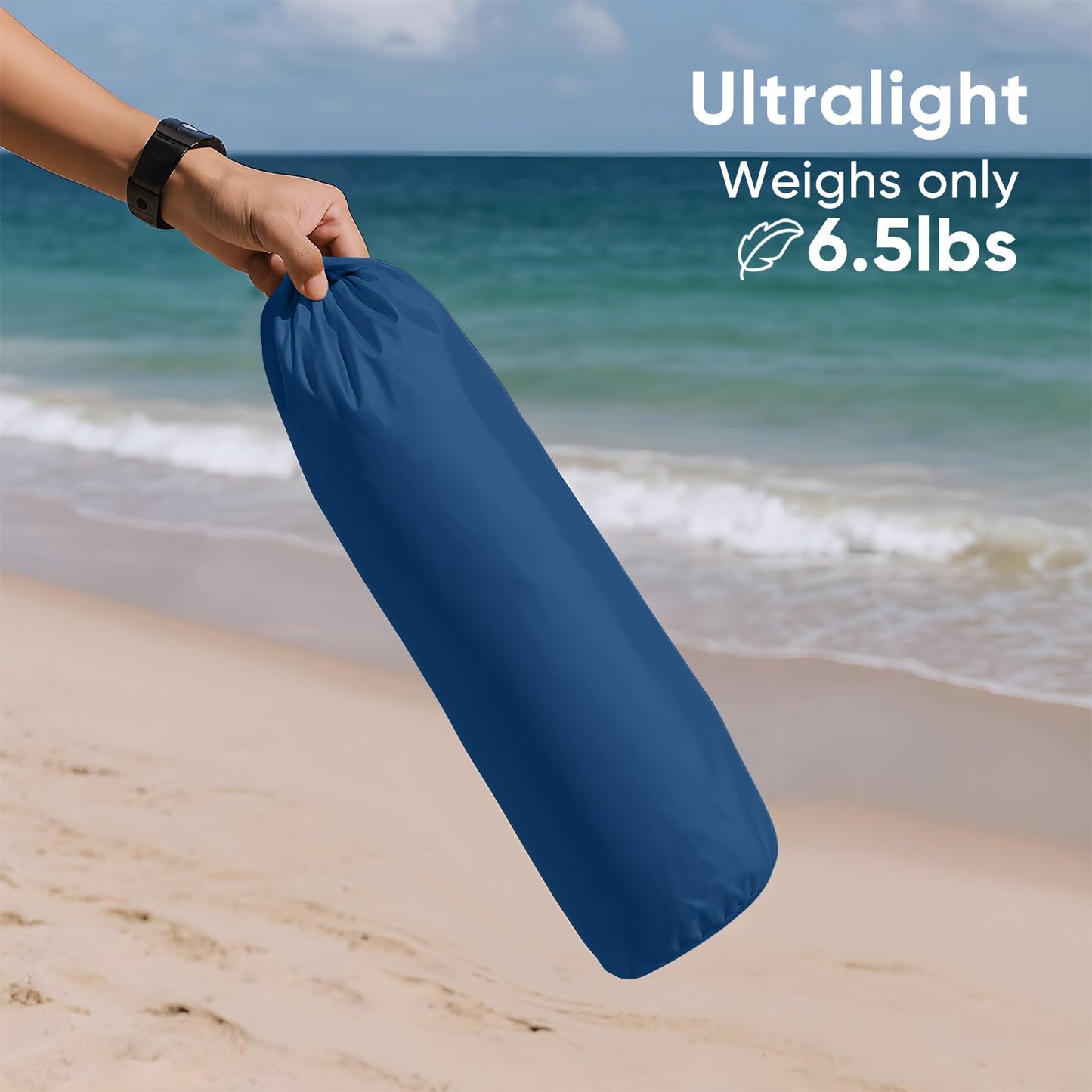 Sekey Portable Beach Chair, Lightweight Camping Chair with Carry Bag, Low Folding Beach Chair for Adults, Compact Ourdoor Chair for Picnic, Fishing and Sports Events, Blue