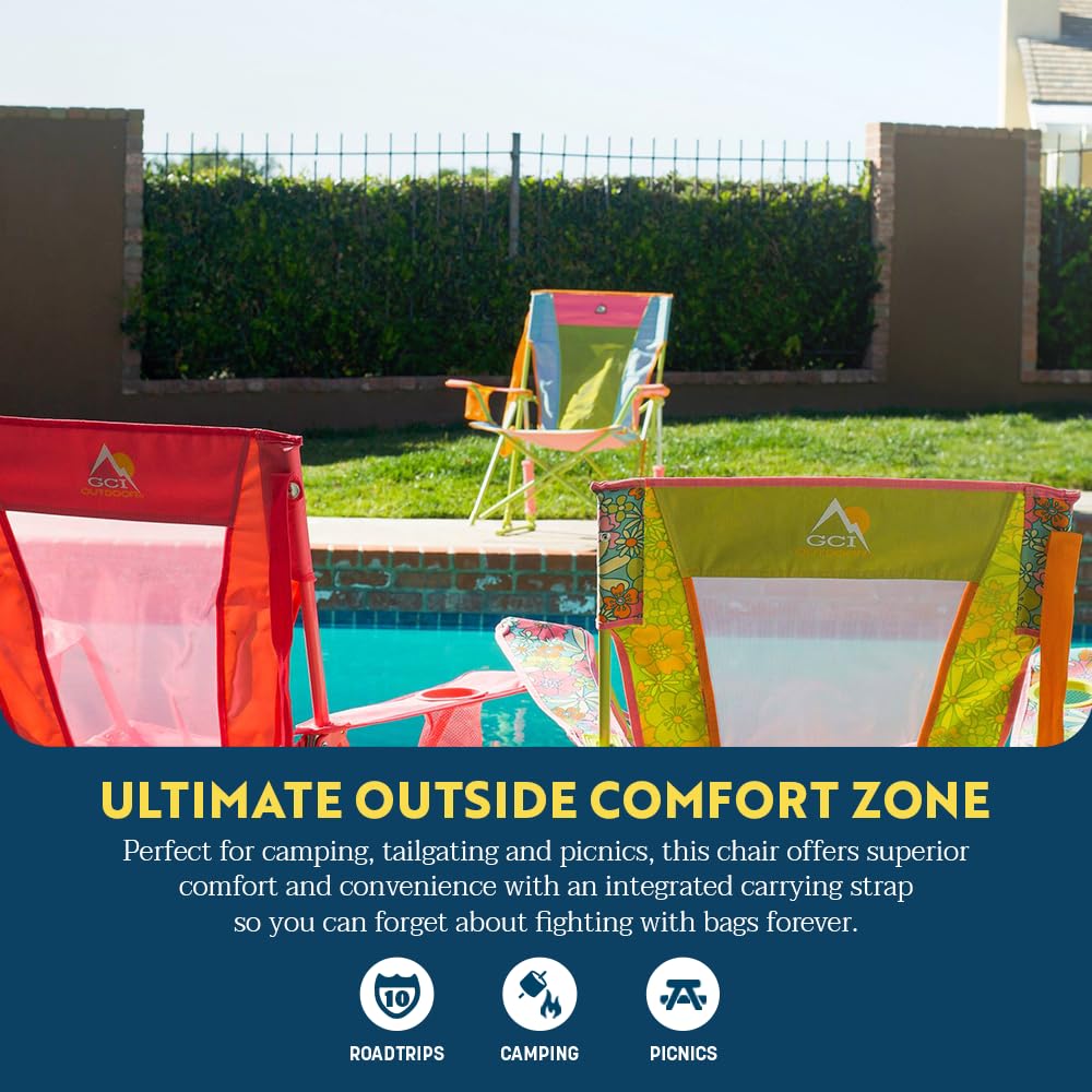 GCI Outdoor Comfort Pro Rocker Camping Chair | Portable Folding Rocking Chair with Durable Armrests & Drink Holder — Sweet Tea