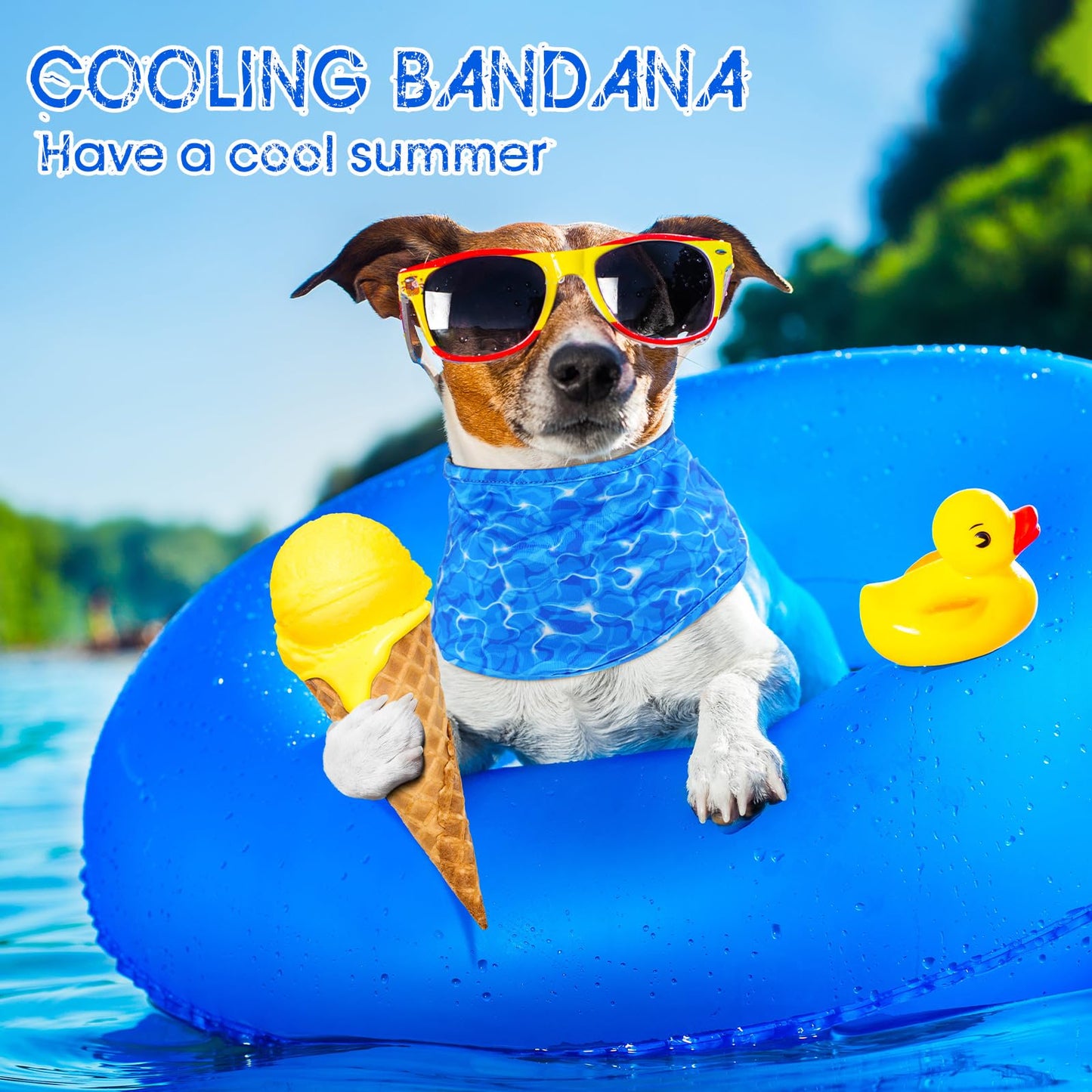 Talltalk 5 Pieces Dog Cooling Bandanas Neck Wraps Ice Scarf Pet Dog Cooling Collar Hunting Training Hiking Camping Accessories for Summer(M)