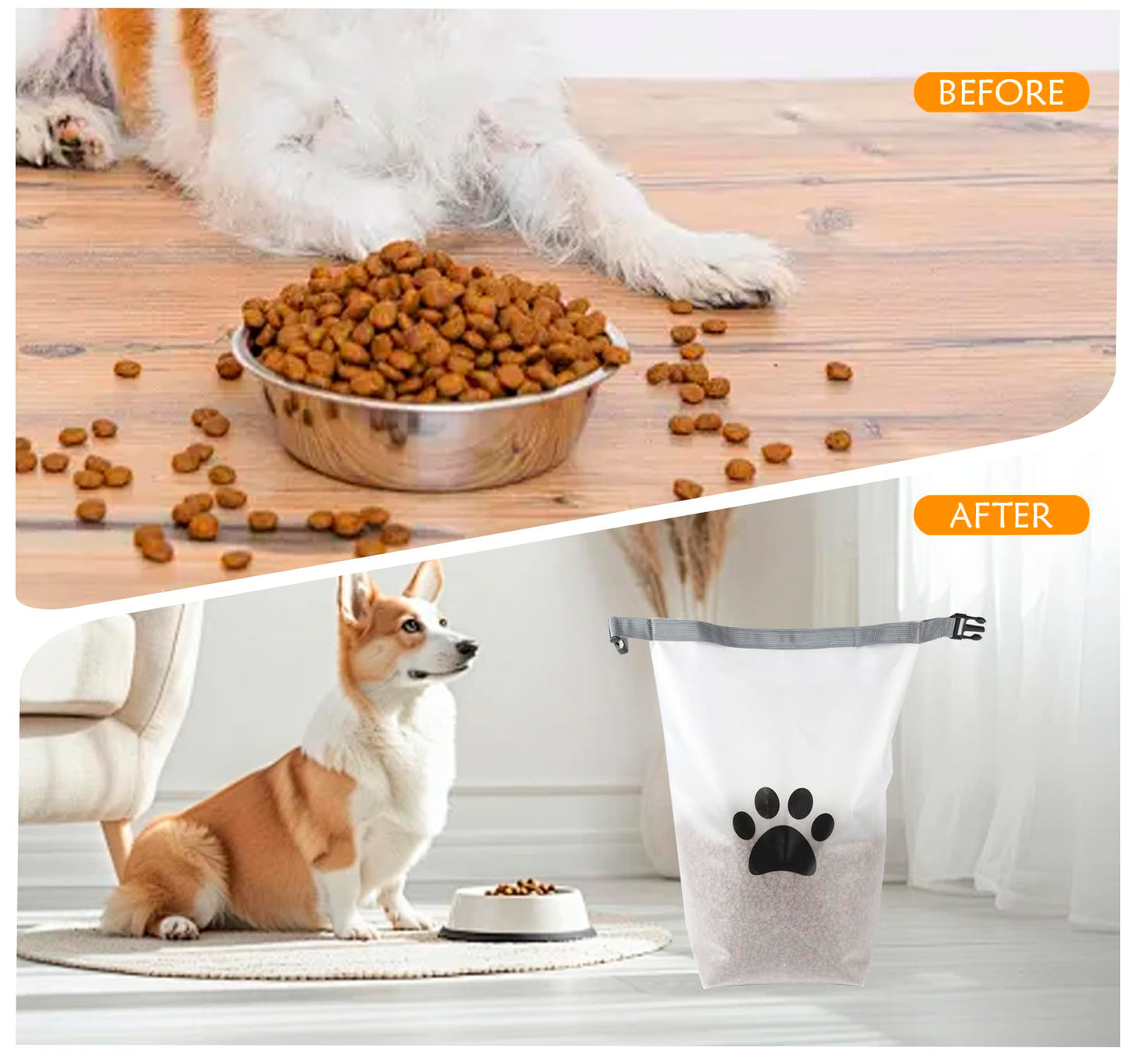 Brabtod Roll Top Dog Food Travel Bag 42cup,Travel Dog Food Container,Reusable EVA Dog Food Bag,Waterproof Dog Kibble Container,Dog Camping Essential-Ideal for Dog Boarding,Weekend Getaways