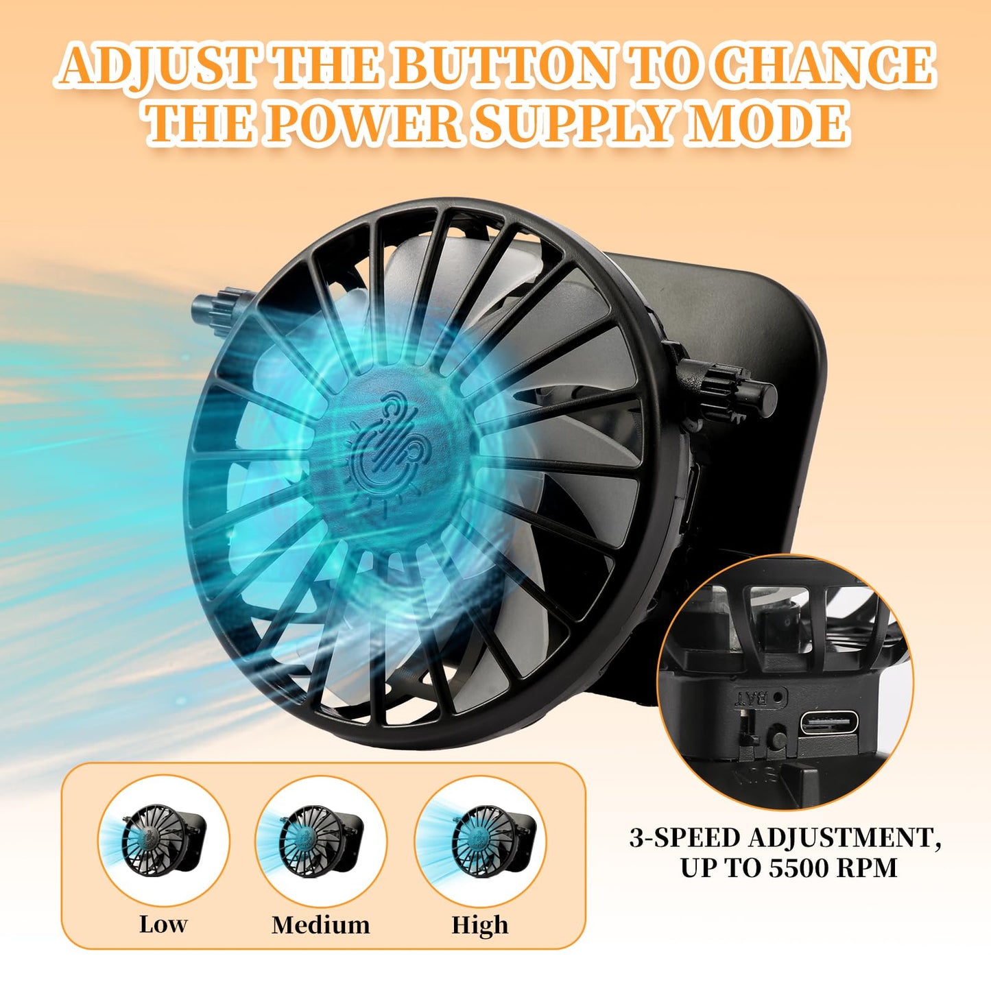 Solar Powered Fan Hat with 2 Removable Fans Wide Brim Sun Hat for Outdoor Fishing, Hiking Gardening, USB Solar Charging Sun Protection UPF 50+ (US, Alpha, One Size, Black)