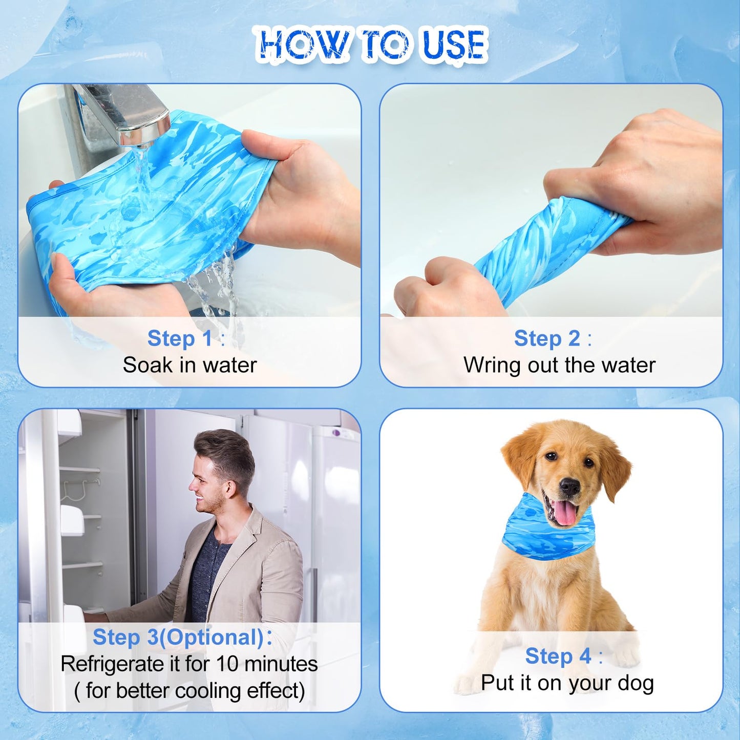 Talltalk 5 Pieces Dog Cooling Bandanas Neck Wraps Ice Scarf Pet Dog Cooling Collar Hunting Training Hiking Camping Accessories for Summer(M)
