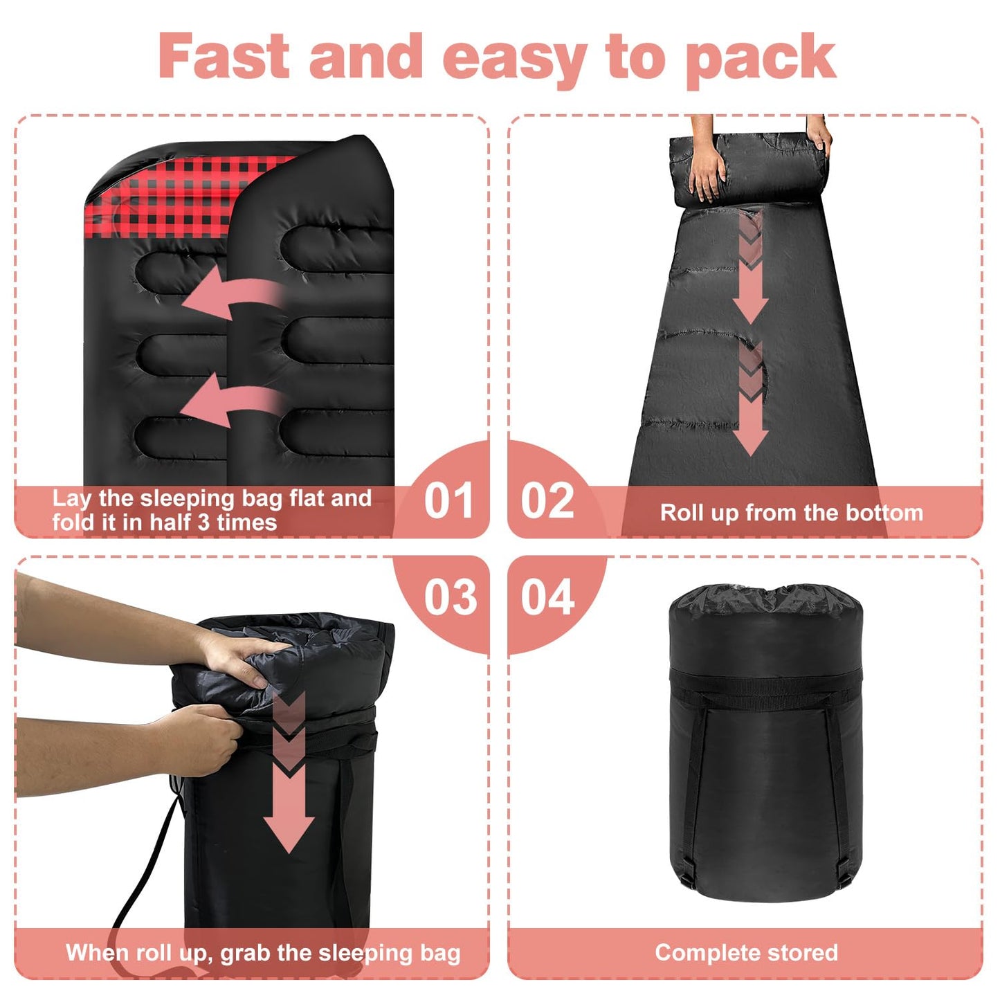 Double Sleeping Bags for Adults, Queen Size 2 Person All Season for Warm & Cold Weather Backcountry Ski Skins | Fits Kids 10-12 - Lightweight & Waterproof Camping Essentials for Hiking, Backpacking
