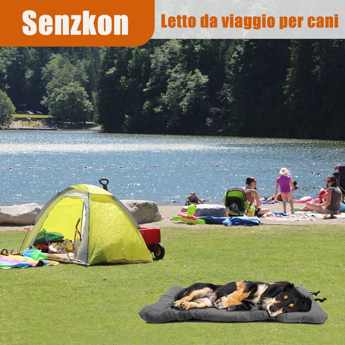 Senzkon Outdoor Dog Bed, 35”x24“ Portable Camping Travel Dog Bed, Soft, Comfortable, Waterproof, Non-Slip, Machine Washable Easy to Clean Pet Mat for Small, Medium and Large Dog and Cat