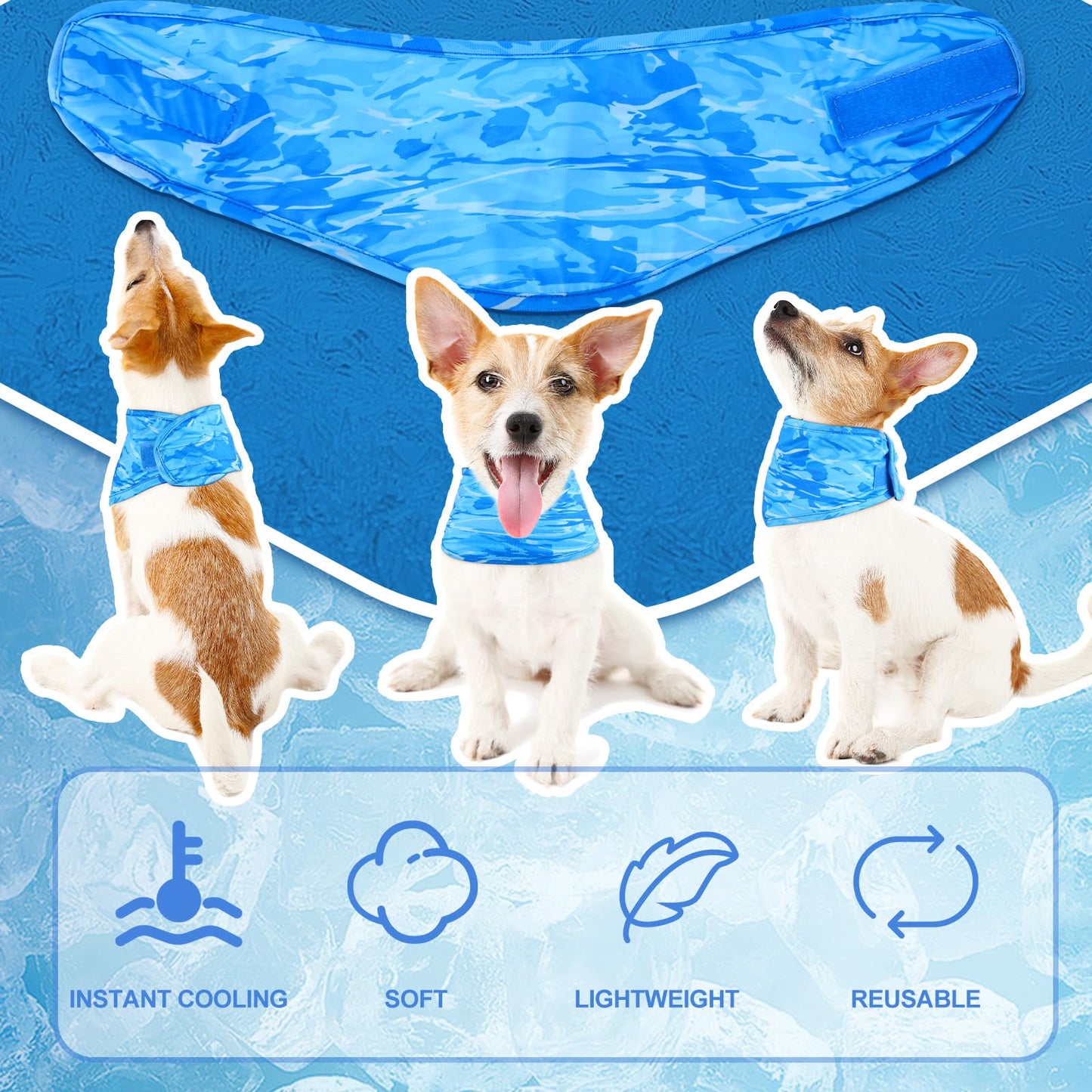 Talltalk 5 Pieces Dog Cooling Bandanas Neck Wraps Ice Scarf Pet Dog Cooling Collar Hunting Training Hiking Camping Accessories for Summer(M)