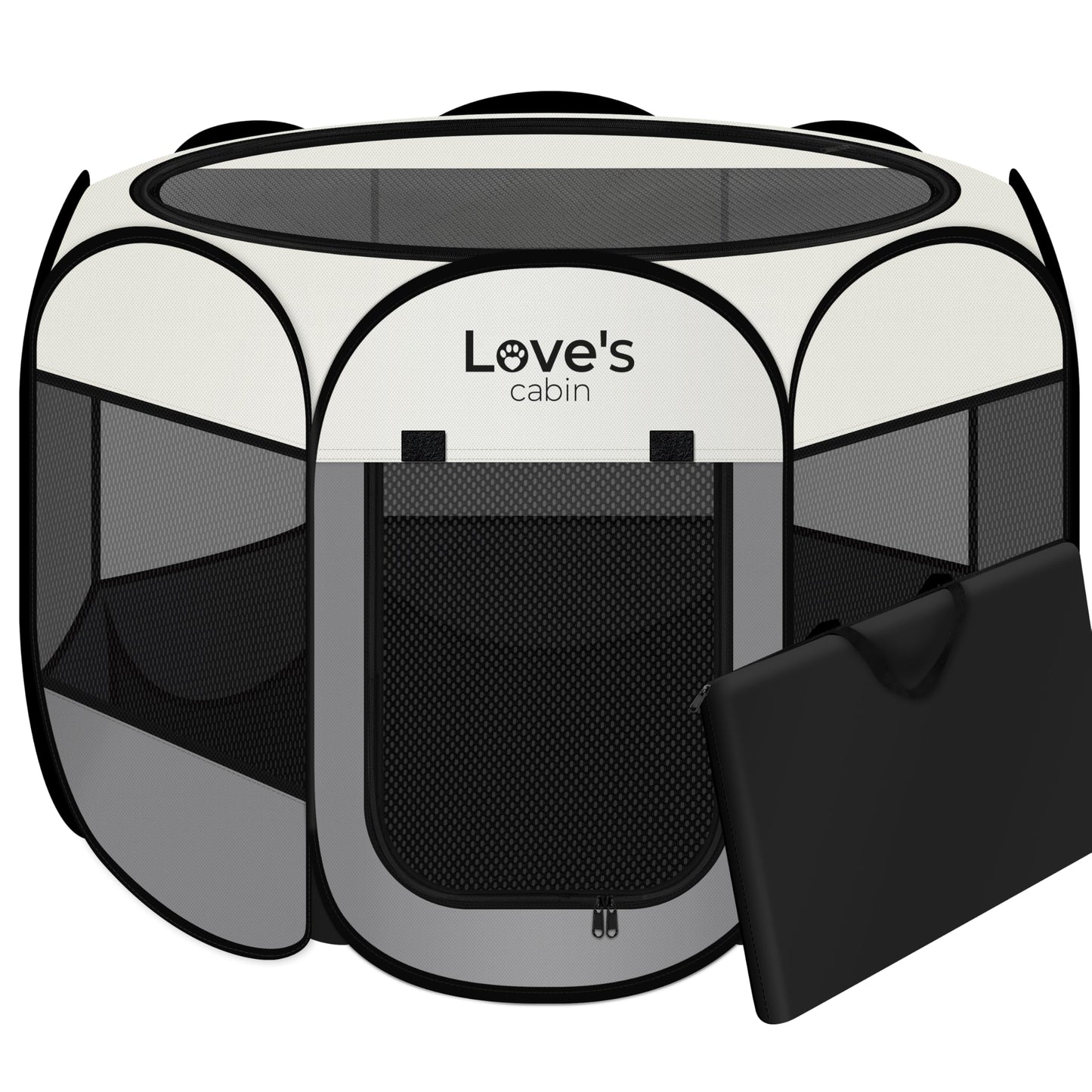 Love's cabin Pet Puppy Dog Playpen, Small Dog Tent Crates Cage Indoor/Outdoor, Portable Playpen for Cat, Foldable Pop Up Dog Kennel Playpen with Carring Case, Removable Zipper Top, Grey
