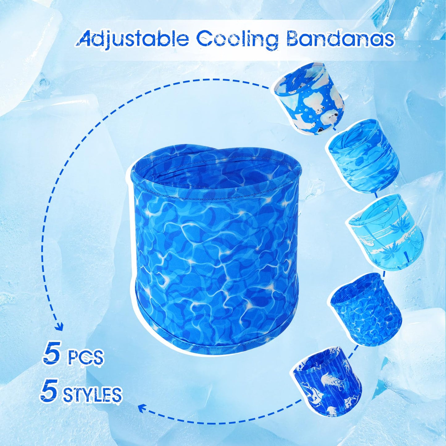 Talltalk 5 Pieces Dog Cooling Bandanas Neck Wraps Ice Scarf Pet Dog Cooling Collar Hunting Training Hiking Camping Accessories for Summer(M)