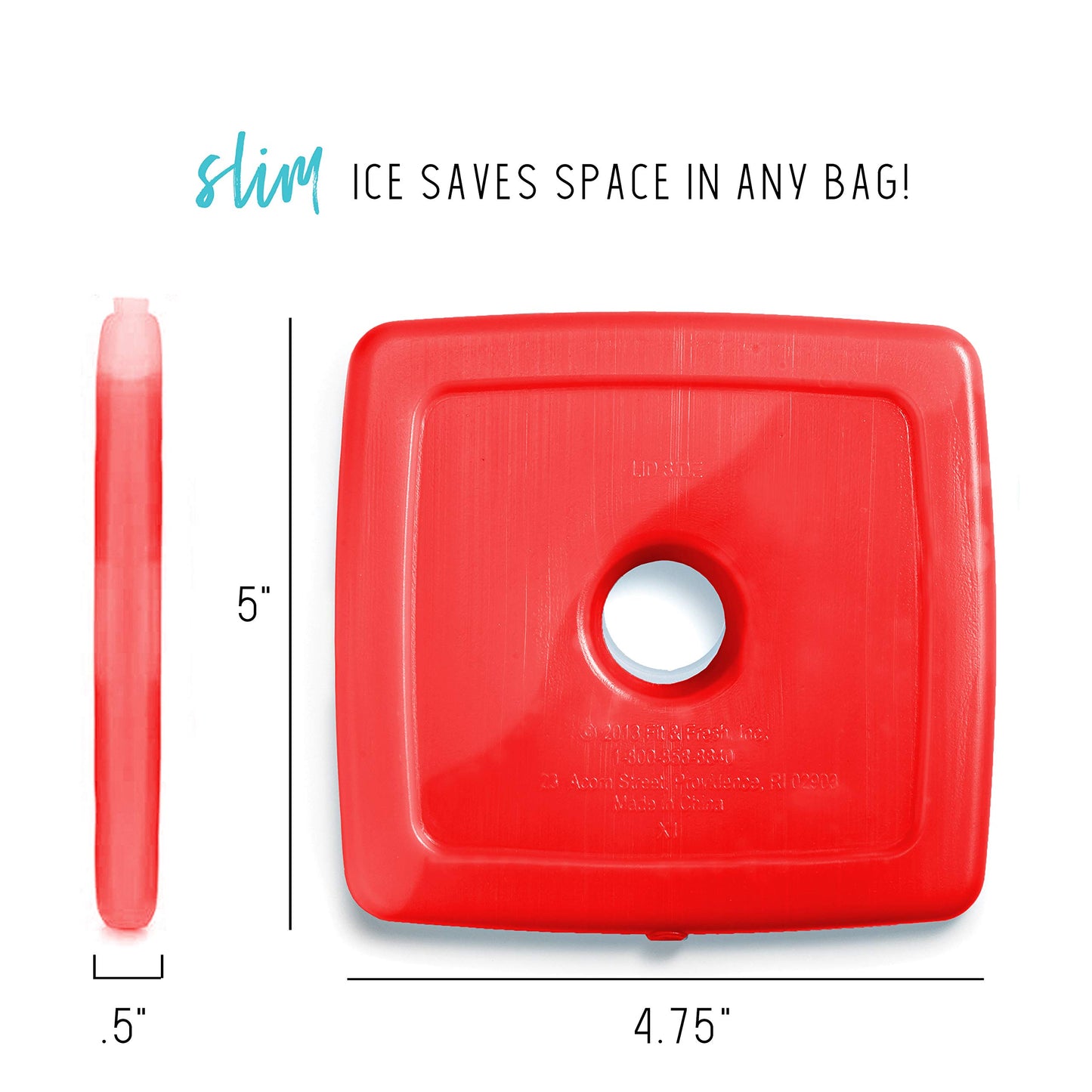Cool Coolers By Fit & Fresh 4 Pack Slim Ice Packs, Quick Freeze Space Saving Reusable Ice Packs for Lunch Boxes or Coolers, Multi Colored, Single Pack