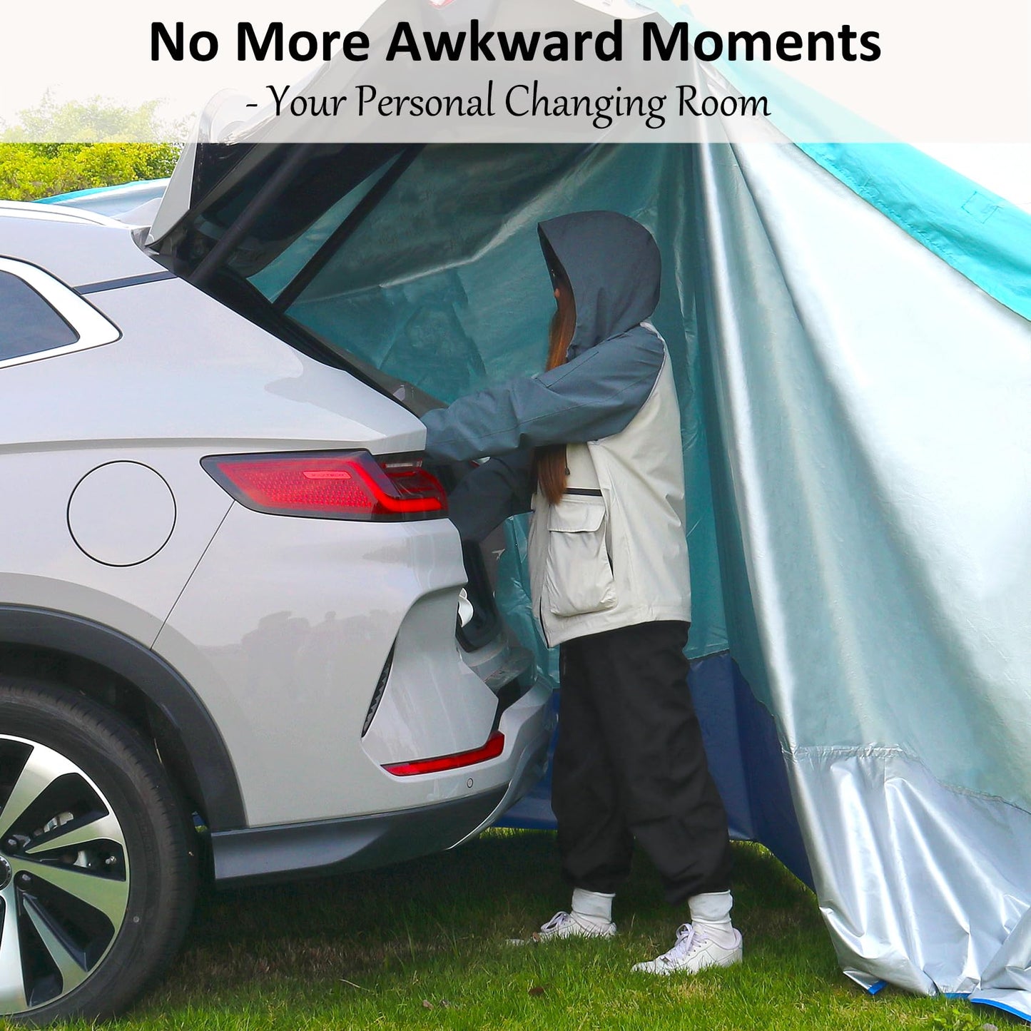 Hatchback Cabana with Magnets - 30-Second Setup Privacy Car Tent, Lightproof Changing Room for SUVs, Vans & MPVs
