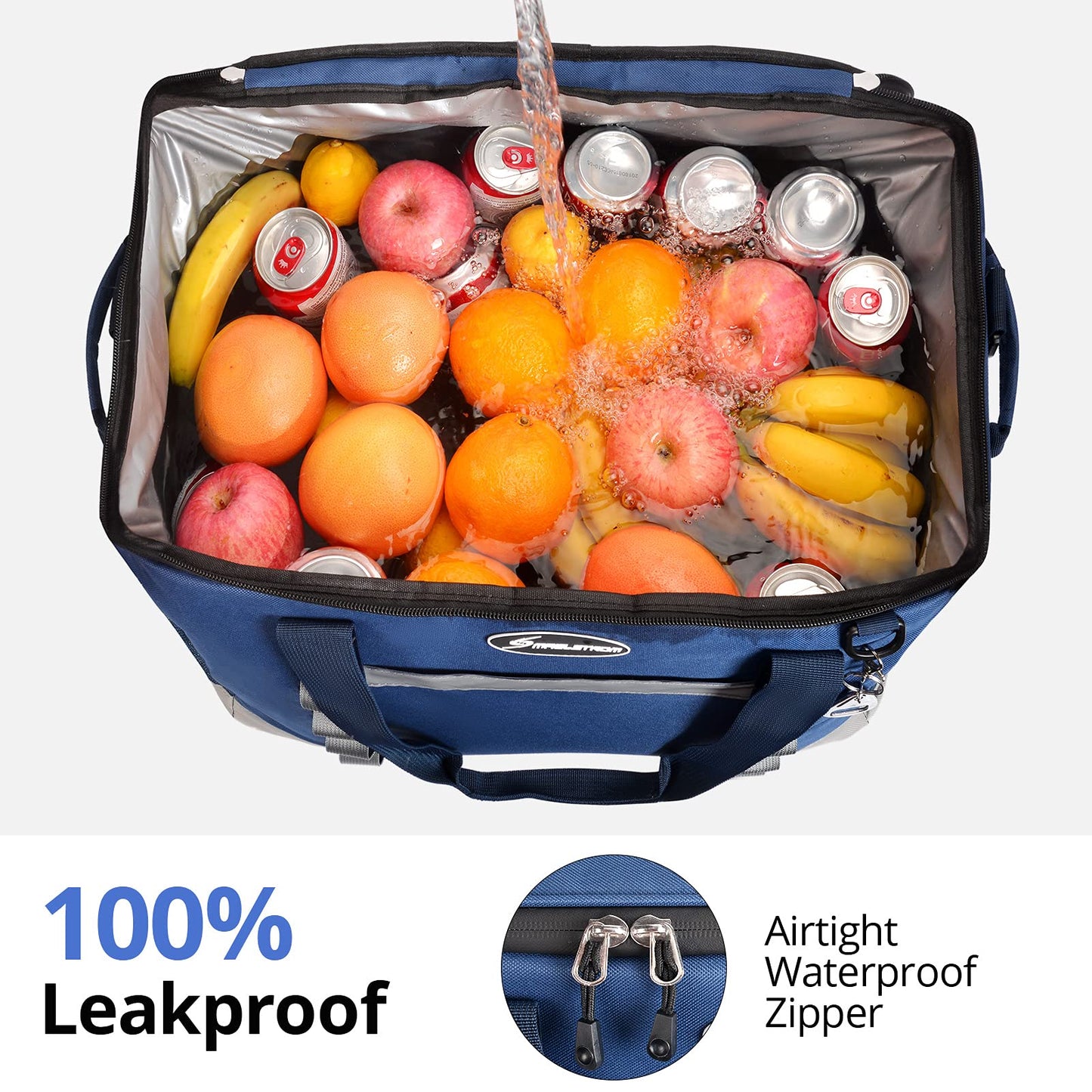 Maelstrom Collapsible Soft Sided Cooler - 75 Cans Extra Large Lunch Cooler Bag Insulated Leakproof Camping Cooler, Portable for Grocery Shopping, Camping, Tailgating and Road Trips,Blue